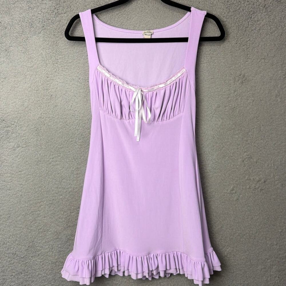 Kimchi Blue UO Lavender Ruched Bow Mini Dress Coquette Balletcore Y2K Style M - Picture 3 of 9
